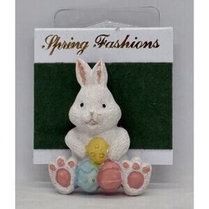 Vintage Spring Fashions Easter Bunny Colored Easter Eggs Collectible Brooch Gift